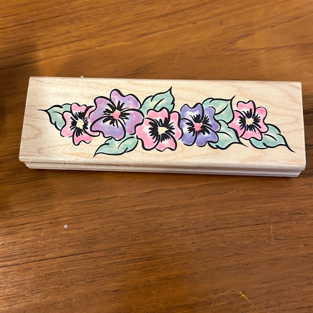 2000 penny black flower border rubber stamp